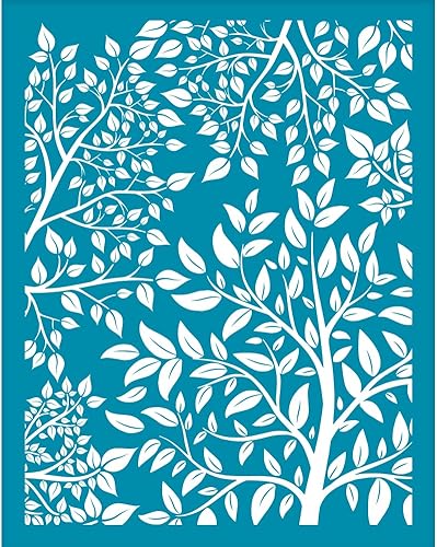 OLYCRAFT Plantillas de arcilla de árbol de 4 x 5 pulgadas, ramas y hojas, pantalla de seda para plantas de arcilla polimérica, plantillas de