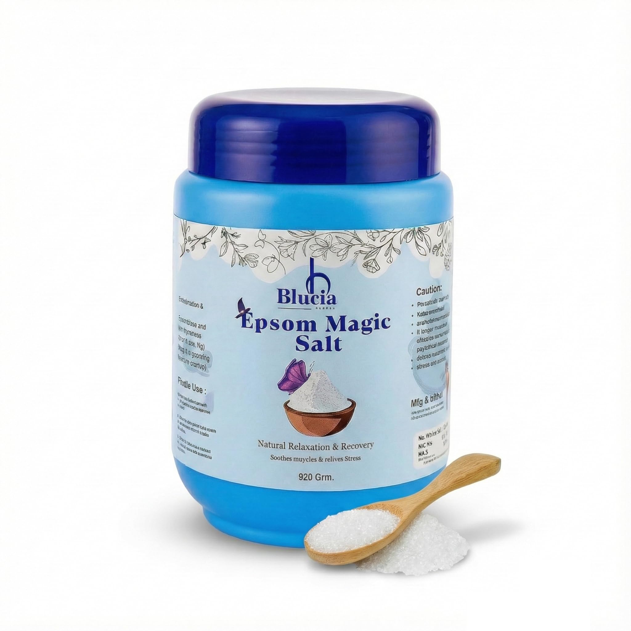 Blucia Epsom Salt | 100% Pure Magnesium Sulphate Crystals | Refreshing Foot Soak & Relaxing Bath | Relieves Muscle Tension, Foot Pain, Corns & Callus | 1 kg