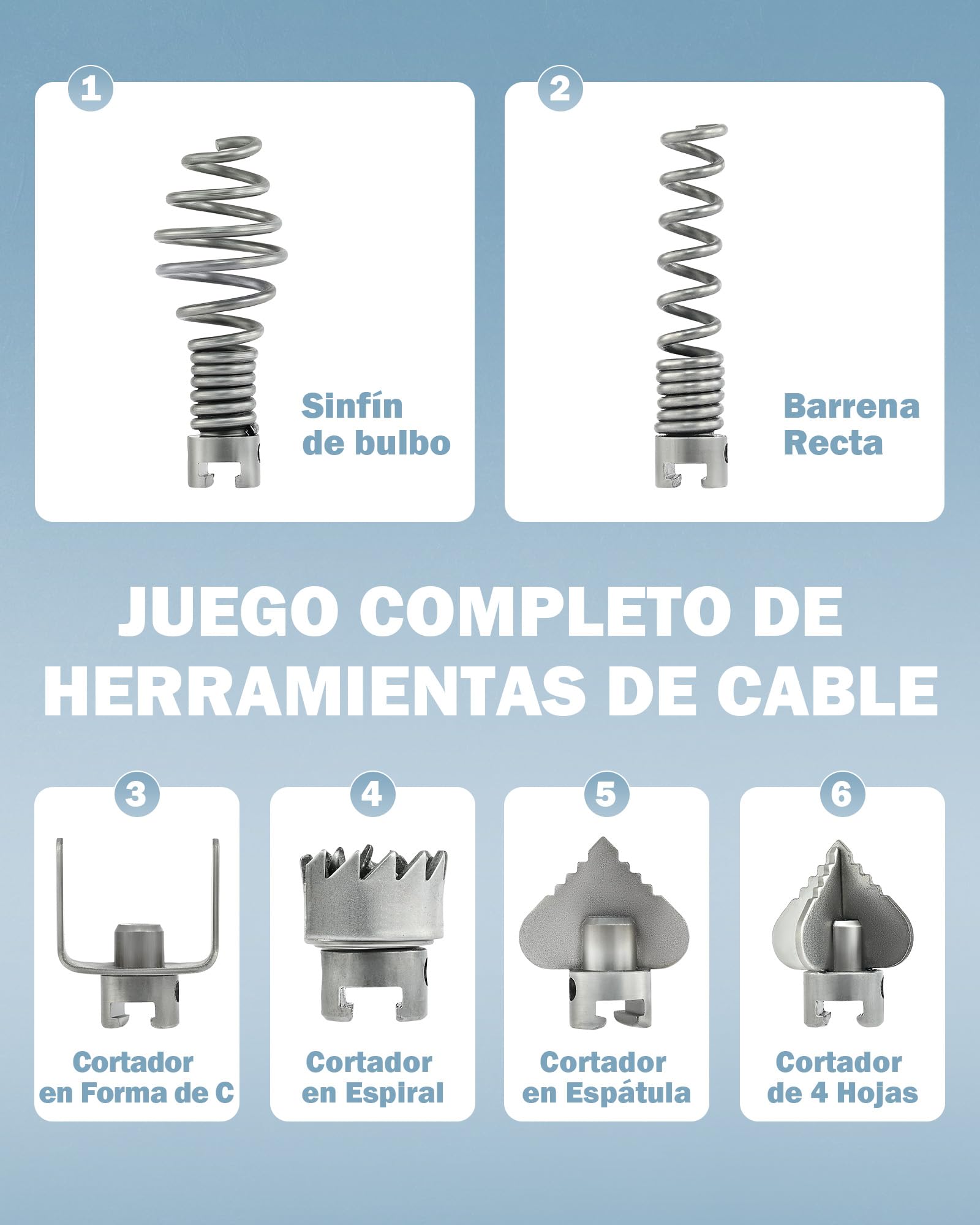 ZELCAN 400W Desatascador Eléctrico de Tuberías 400r/min Máquina de Limpieza de Desagües Electrico con Espirales Máquina de Limpieza para Tubos 20mm a 100mm