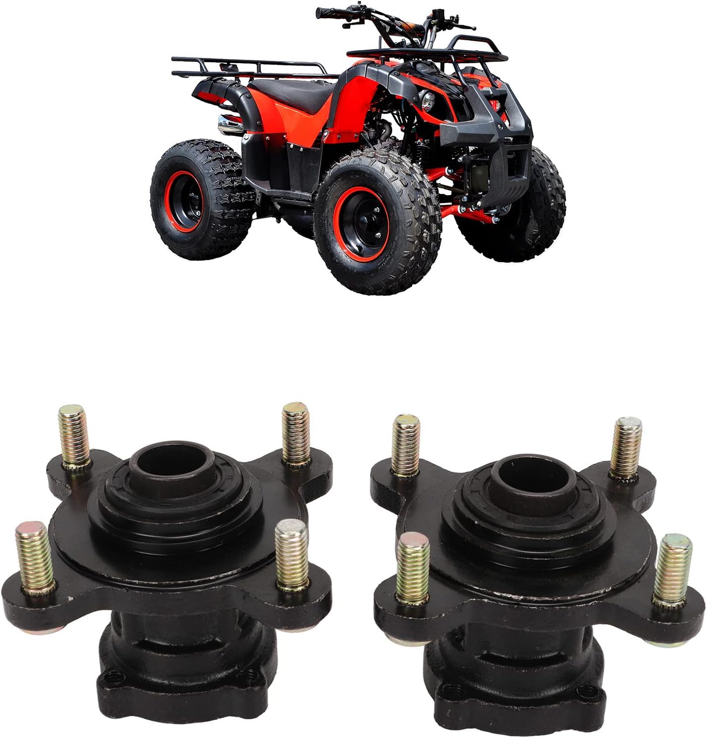 4 Stud Wheel Axle Hub,4 Stud Front Disc Brake Wheel Rim Hub Assembly Steel Alloy for 110 125 150 200 Kart ATV 4 Wheel