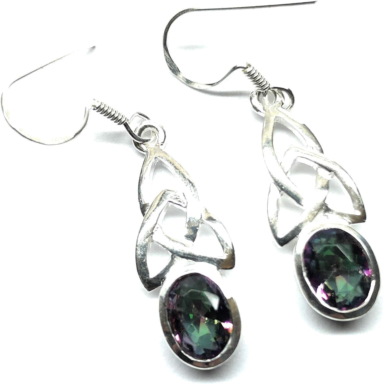 Gorgeous 2ct Mystic Topaz 925 Solid Sterling Silver Earrings 25mm - Image 4