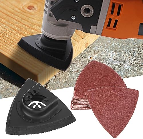 Miniatura 8 de Hojas de lija triangulares con gancho y bucle, 82 unidades, almohadilla de arena oscilante multiherramienta para Bosch Stanley Multimaster Dremel