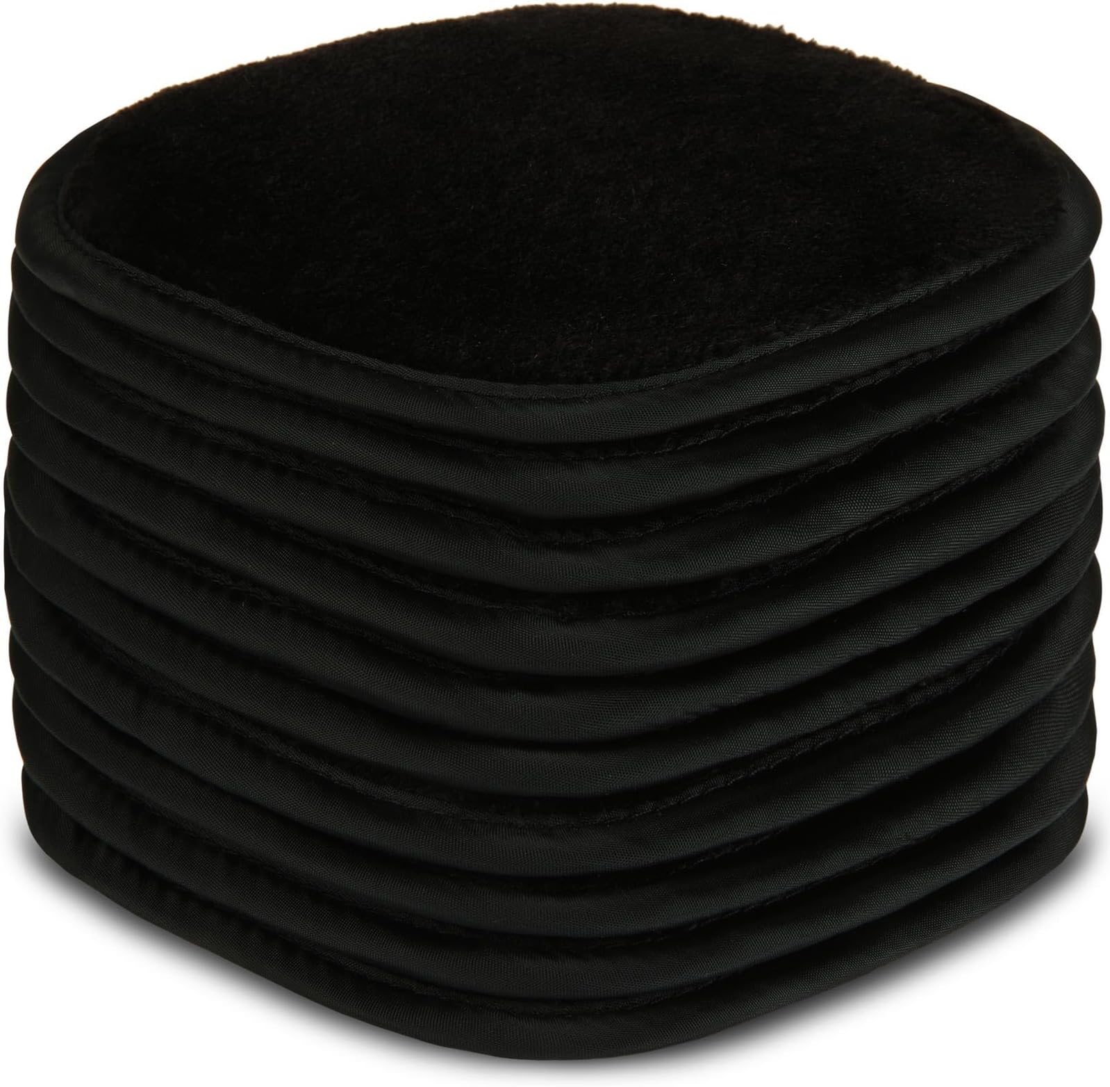 Extra Thick Makeup Remover Cloth (10 pack) Reusable Microfiber Makeup Remover Pads Cotton Rounds Face Pads Eye Makeup Remover Pads Gift Box Packaging for Women 5" X 5" - Black