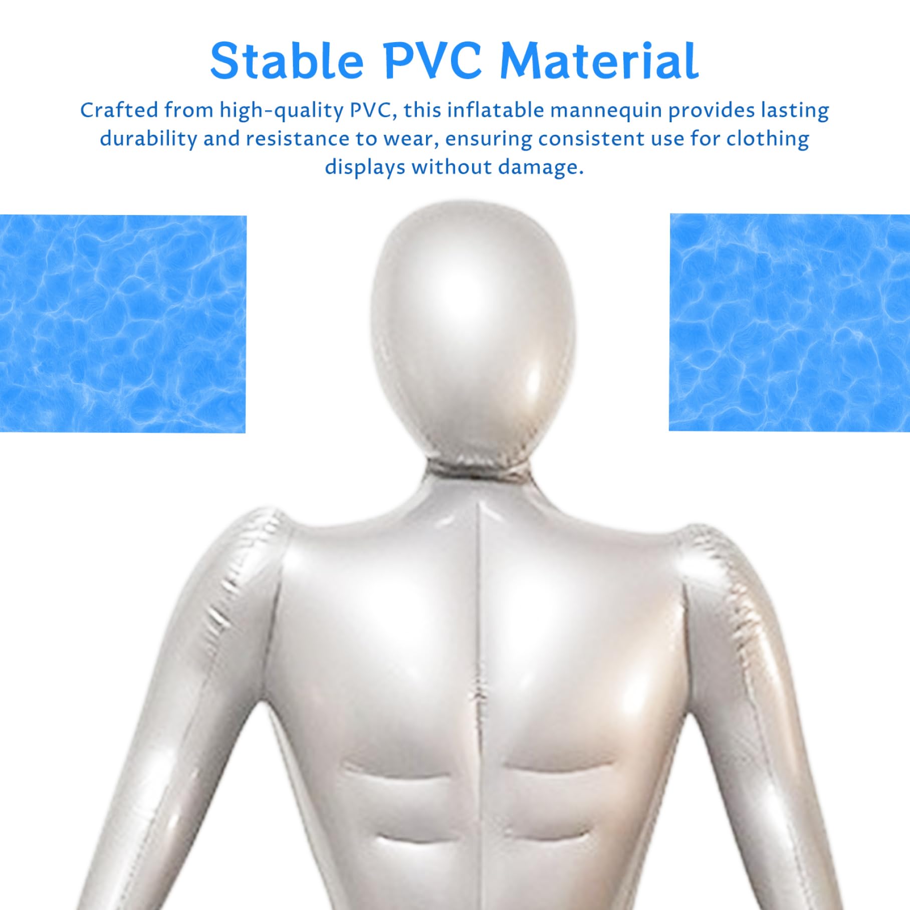 Aufblasbare Schaufensterpuppe | Aufblasbare Schaufensterpuppe Ganzkörper-PVC-Weichpuppe mit Arm, stilvoller Mann zum Aufblasen für die Präsentation von Kleidung, Silber