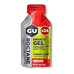 GU Energy Roctane Ultra Endurance Energy Gel, Vegan, Gluten-Free, Kosher, and Dairy-Free On-The-Go Sports Nutrition for Running, Biking, Hiking or Skiing, 24-Count, Cherry Lime