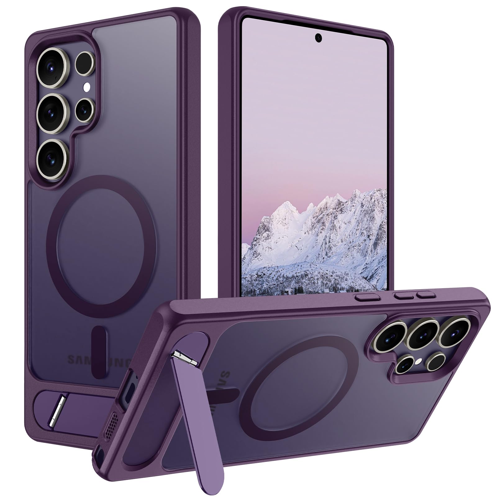 Casehas for Samsung Galaxy S25 Ultra Case,[Built-in Invisible Kickstand],Compatible with MagSafe,Military-Grade Drop Protection Shockproof Slim Translucent Matte Phone Case,Amethyst