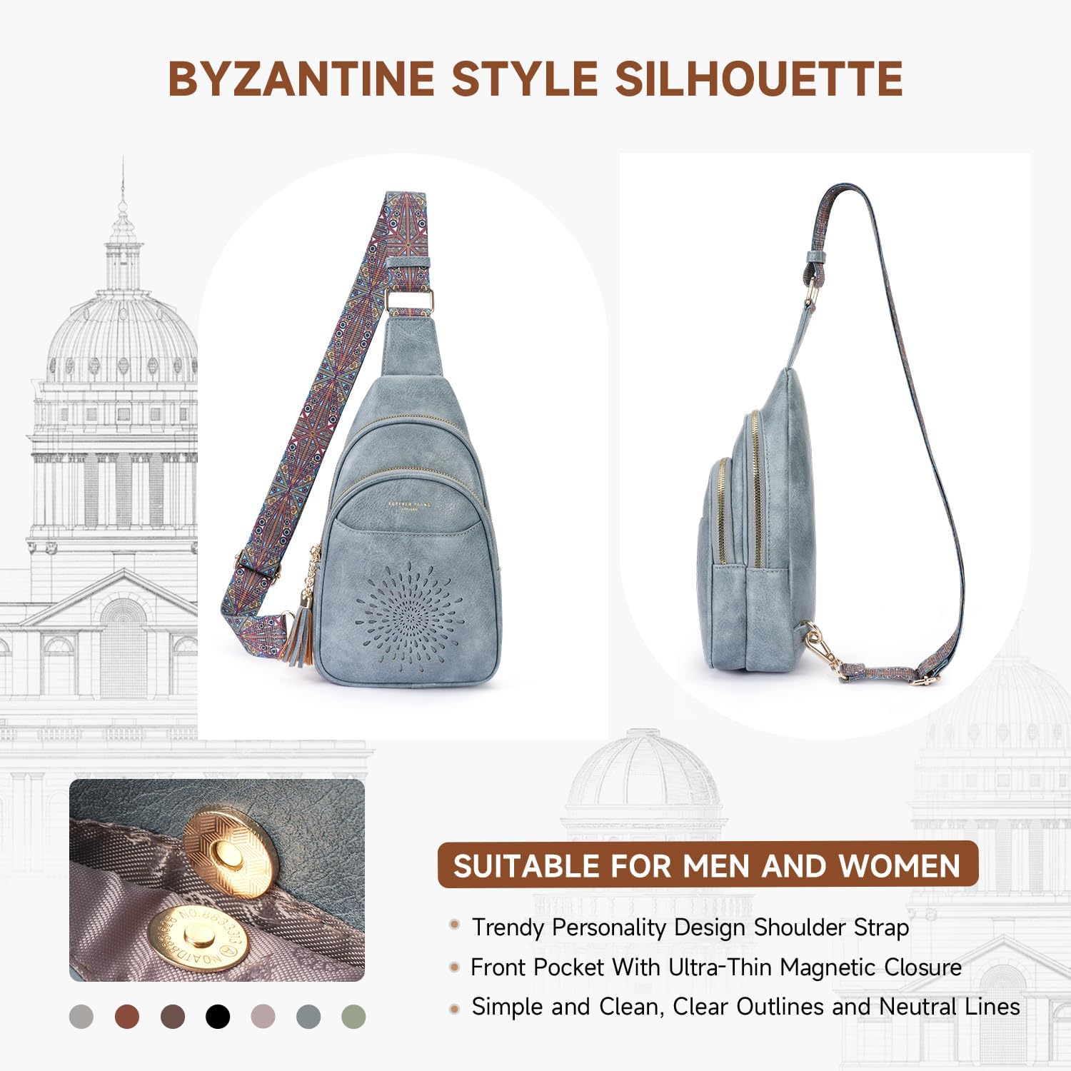 APHISON Small Sling Bag Cell Phone Purse Vegan Leather Fanny Crossbody Bag for Women Trendy Chest Backpack Adjustable Strap | Small, Vegan Leather, Fanny, Trendy, Adjustable Strap - Image 3