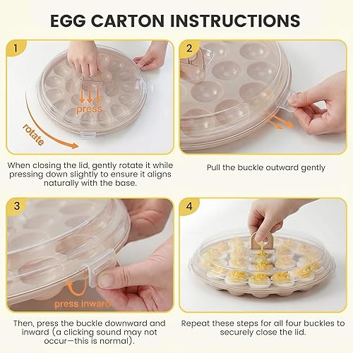 Miniatura 8 de HAKSEN Recipientes para huevos rellenos con tapa, bandeja portátil con 22 ranuras para servir huevos rellenos, ideal para fiestas navideñas y cocina