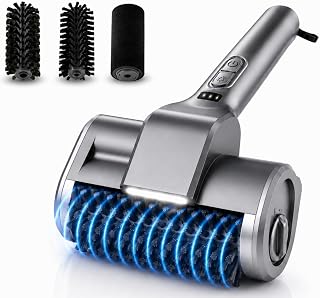 Electric Grill Brush, Bristle-Free with LED Light, IPX6 Waterproof,2-Speed 500 RPM, 2000mAh Rechargeable, 3 Replaceable Heads, Quiet ≤72dB, Safe for Cast Iron, Stainless Steel & Porcelain