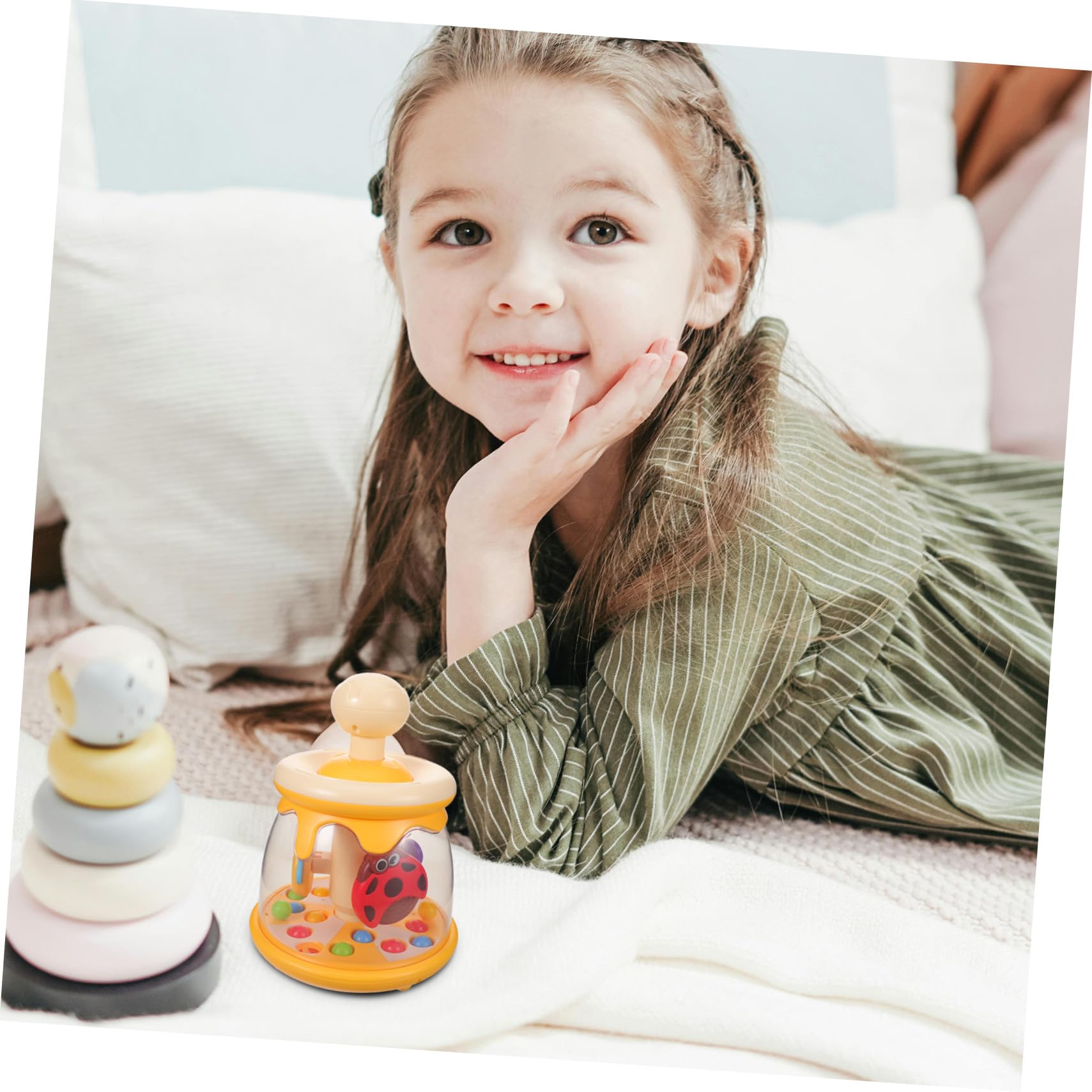 Juguete Sensorial Infantil Pelota Saltarina Interactiva Montessori con Función de Presionar y Girar para Desarrollo Motor y Coordinación Pequeños