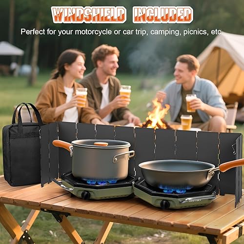 Miniatura 6 de Estufa de campamento de propano de dos quemadores, 34000BTU plegable estufa de campamento quemadores de gas propano para cocinar al aire libre,