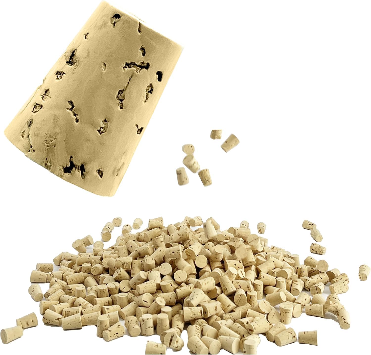 Small Mini Cork Plugs Cork Tops Stoppers Tapered Cork Bottle for DIY Craft Projects (500 Corks)