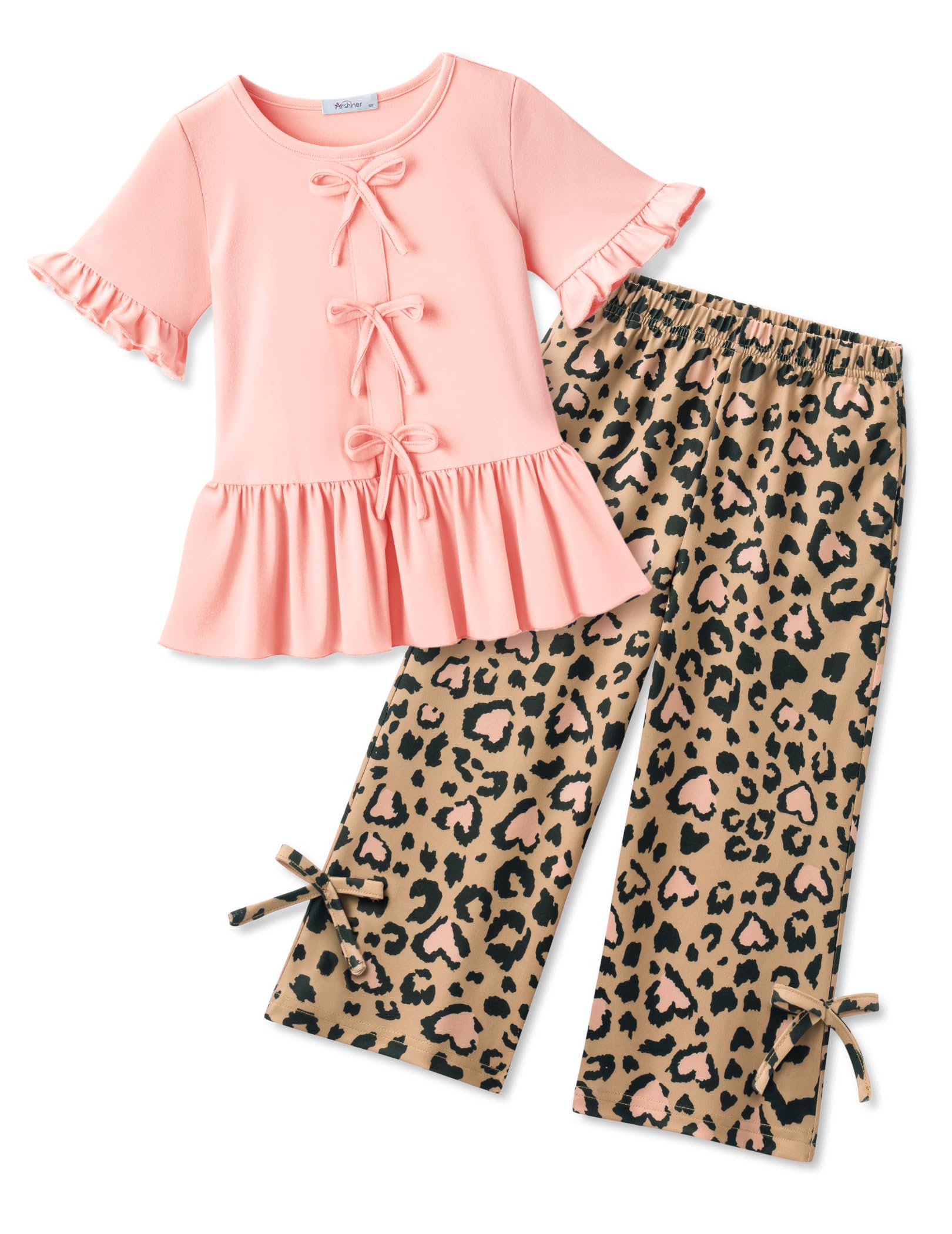Arshiner Girls Clothes 2 Piece Outfits Butterfly Knot Top and Wide Leg Pant