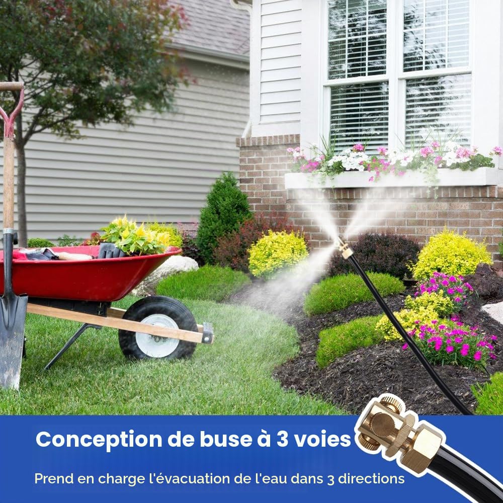 Kit Brumisateur Terrasse, Kit de Brumisation pour Tuyau d'arrosage Extérieur, Support de Refroidissement Pliable pour Jardin, Système d'arrosage Portable pour Bain d'oiseaux et Parc Aquatique
