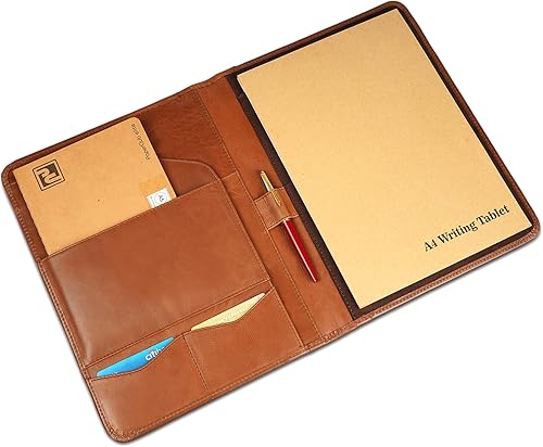 CestAntiQ, Cartera de cuero A4 - Carpeta de documentos legal, bloc de notas de escritura profesional, organizador de fundas para portapapapeles,