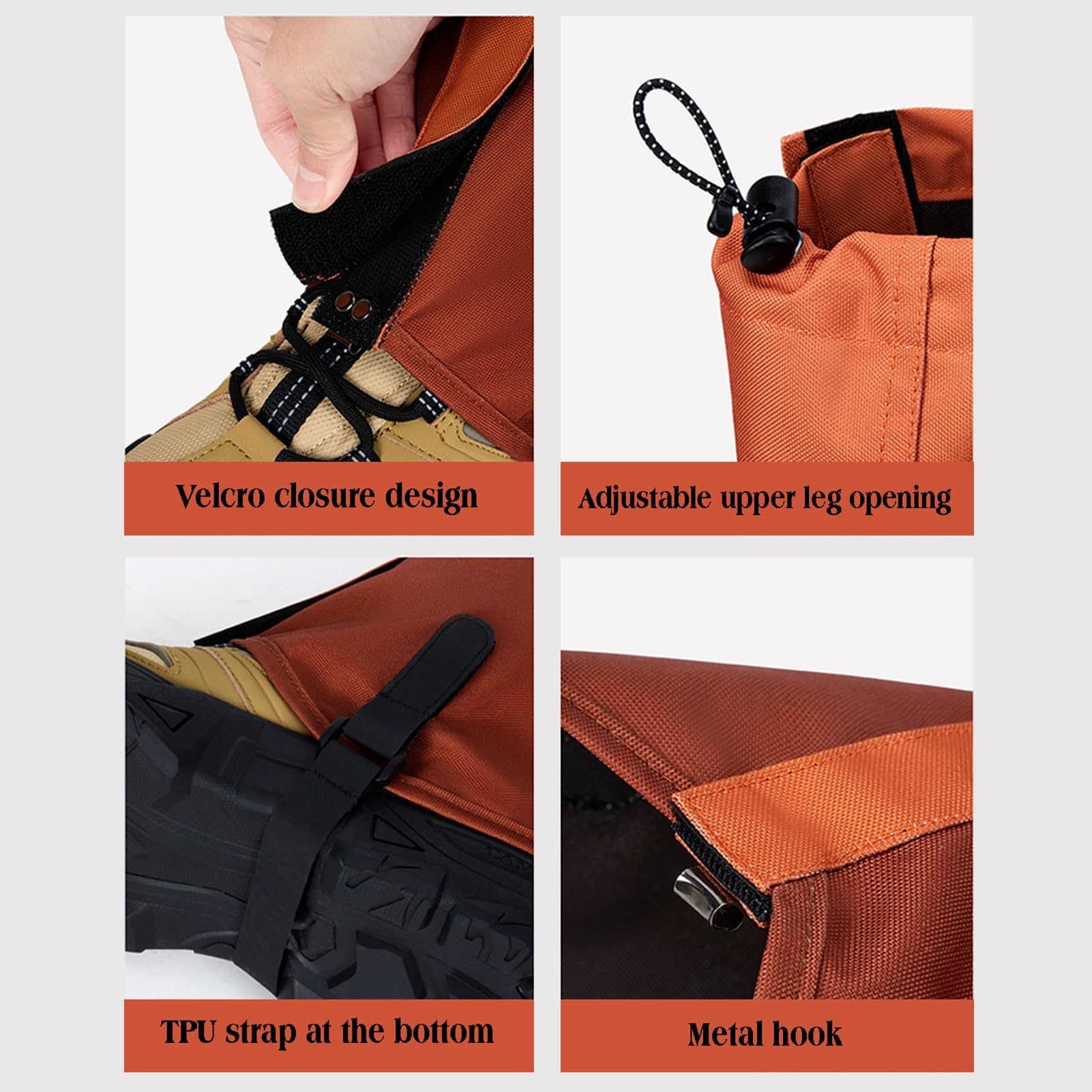 Polainas Naranjas For Senderismo, Escalada, Caza Y Nieve. Polainas Ajustables For Hombres Y Mujeres. Talla Única.