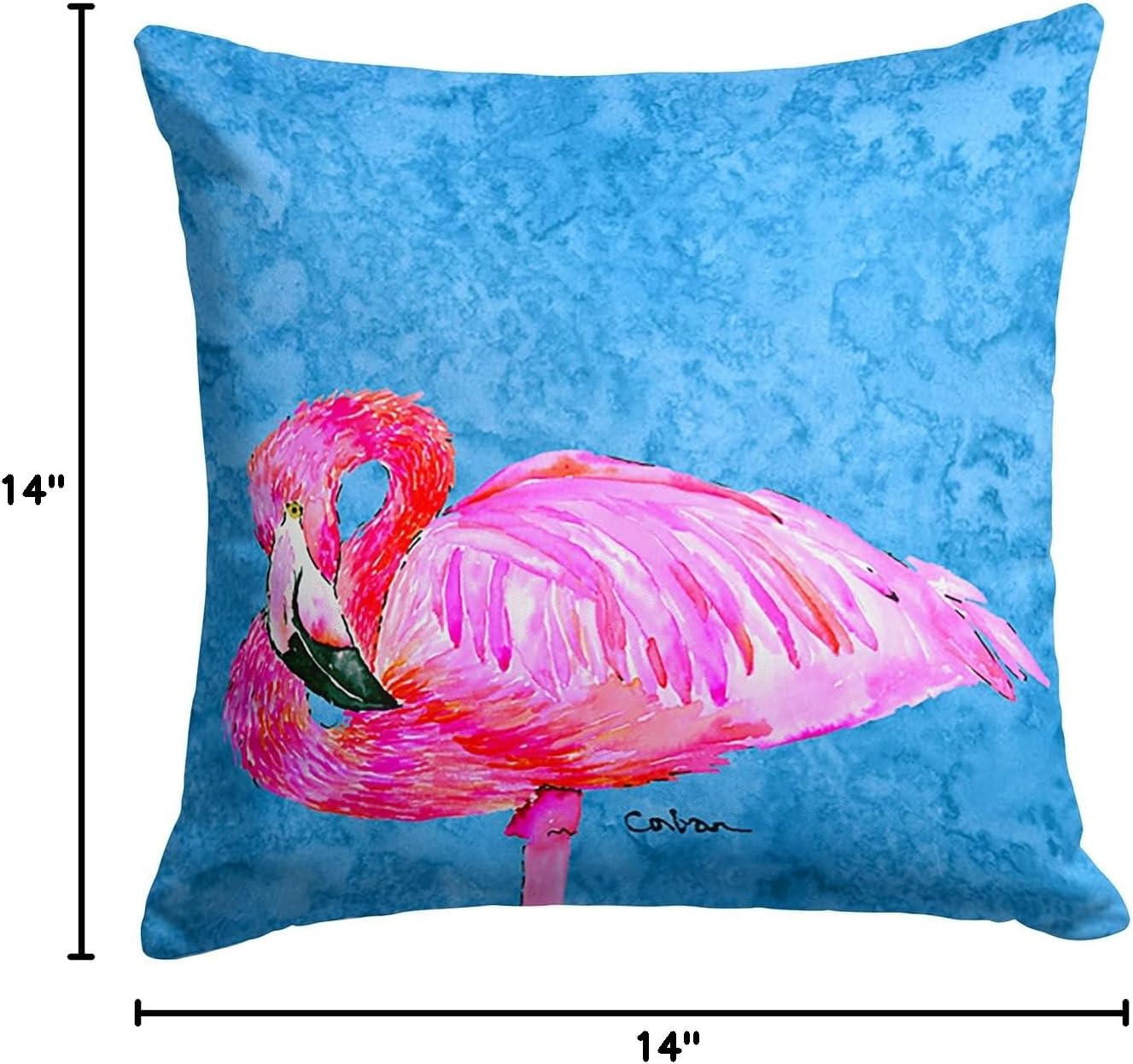 Caroline's Treasures 8686PW1414 Flamingo Fabric Decorative Pillow Machine Washable, Indoor Outdoor Decorative Pillow for Couch, Bed or Patio, 14Hx14W