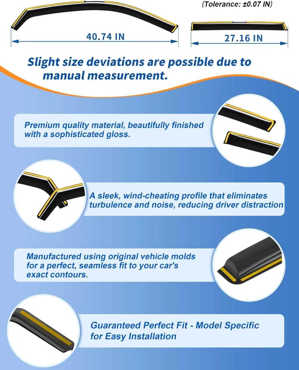 in-Channel Window Rain Guards Fit for Hyundai Palisade 2020-2025 Rain Guard Extra Durable Side Window Deflectors Visor Window Vent Visors Vent Shades Exterior Car Accessories