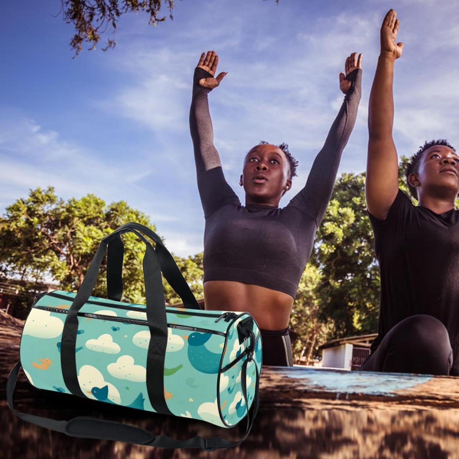 Gym Bags for Men,Travel Duffel Bags for Women,Birds Flying and Clouds,Workout Bag