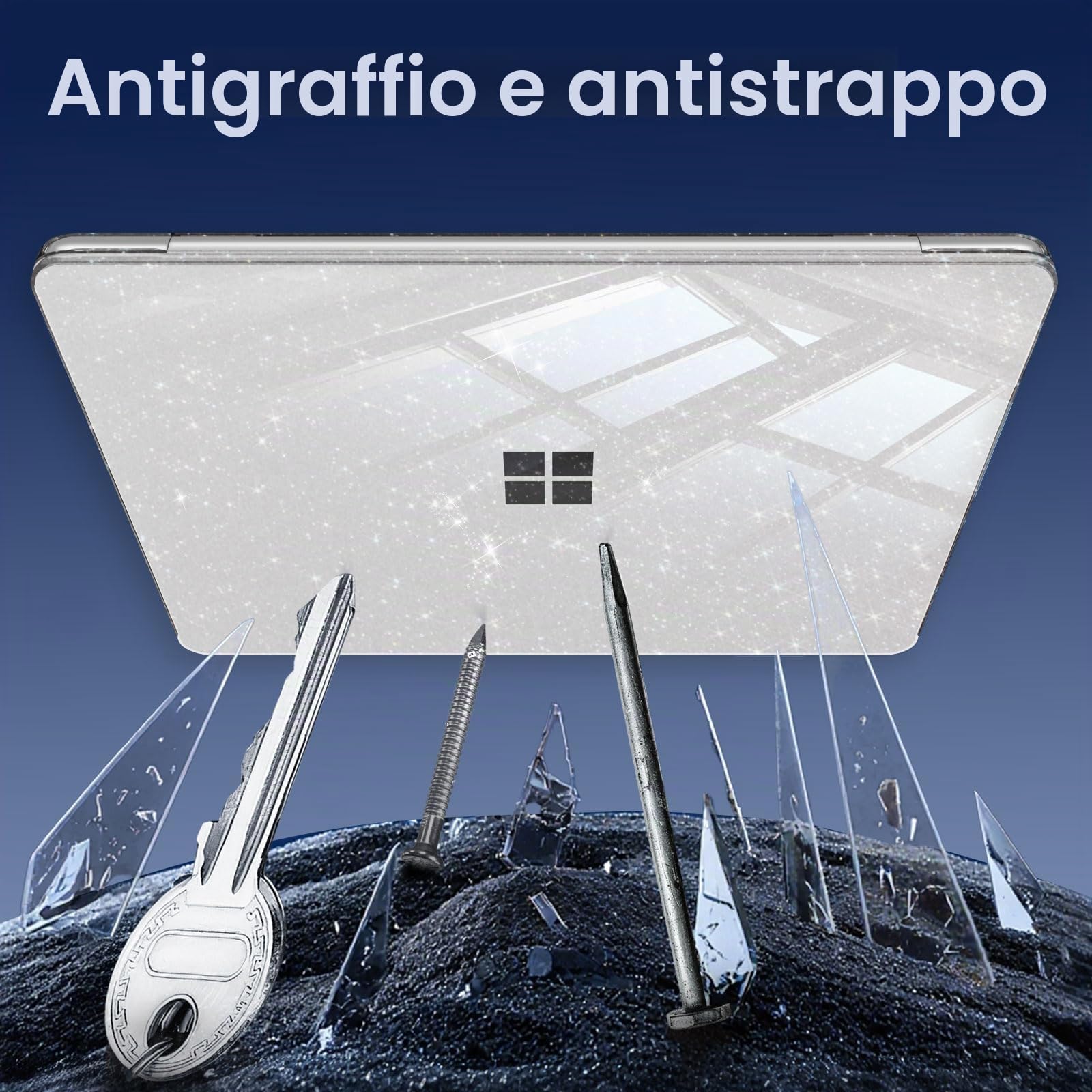 FINTIE Custodia Compatibile con Microsoft Surface Laptop 13 Pollici 2025 (Modello: 2095) & Surface Laptop for Business 13 Pollici 2026, Cover Leggera Sottile e Rigida Case, Trasparente Glittering