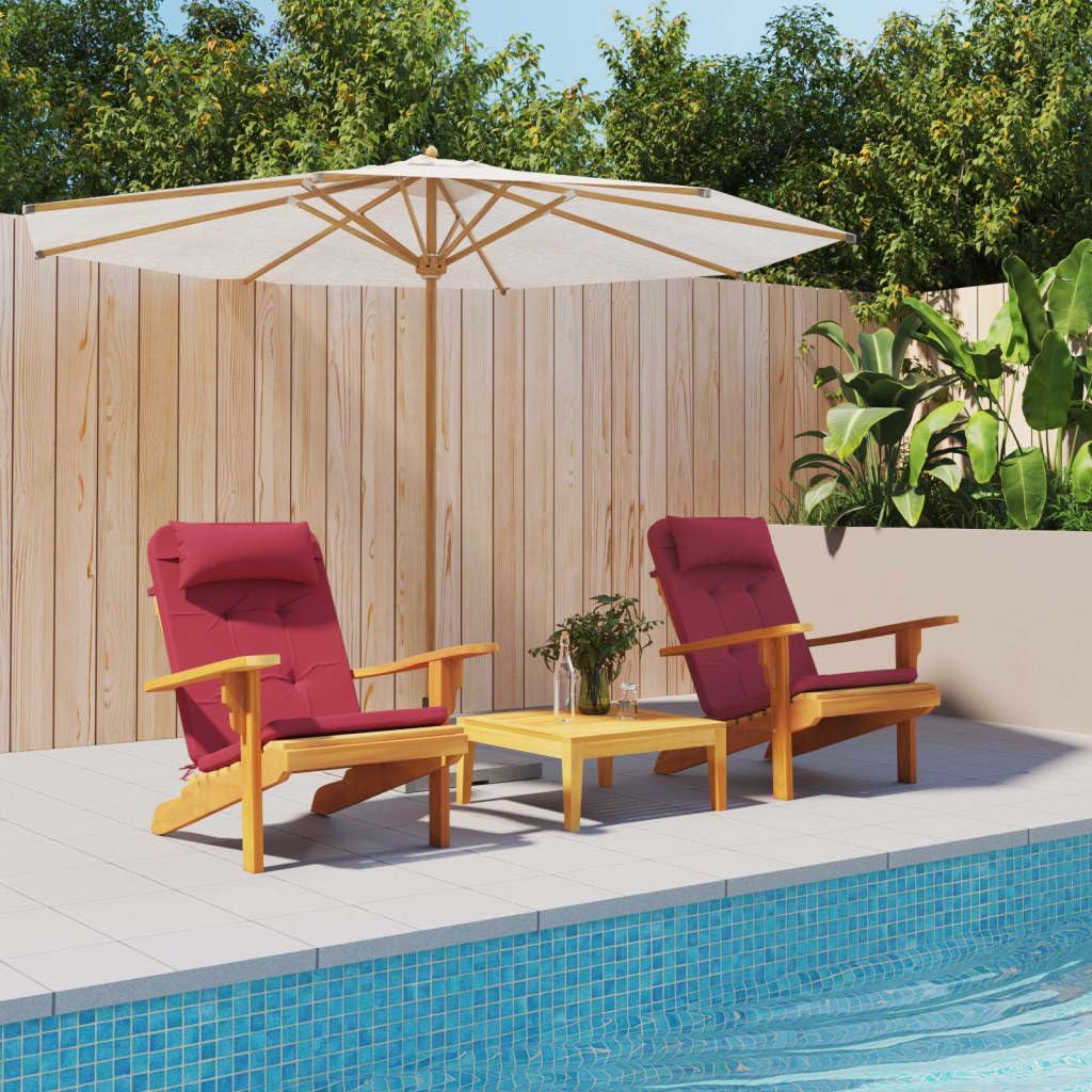 2 pcs Adirondack Chair Cushions, High Back Outdoor Rocking Chair Cushion, Indoor/Outdoor - Patio Chair Replacement Cushions, Wine Red Oxford Fabric, -529
