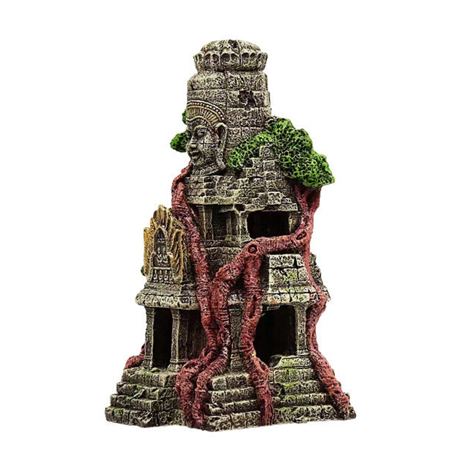 PANGBOER Décoration pour aquarium - Cachette - Temple usé - Statue en résine - Ornement en forme de rocher - Paysage - Pour escargots
