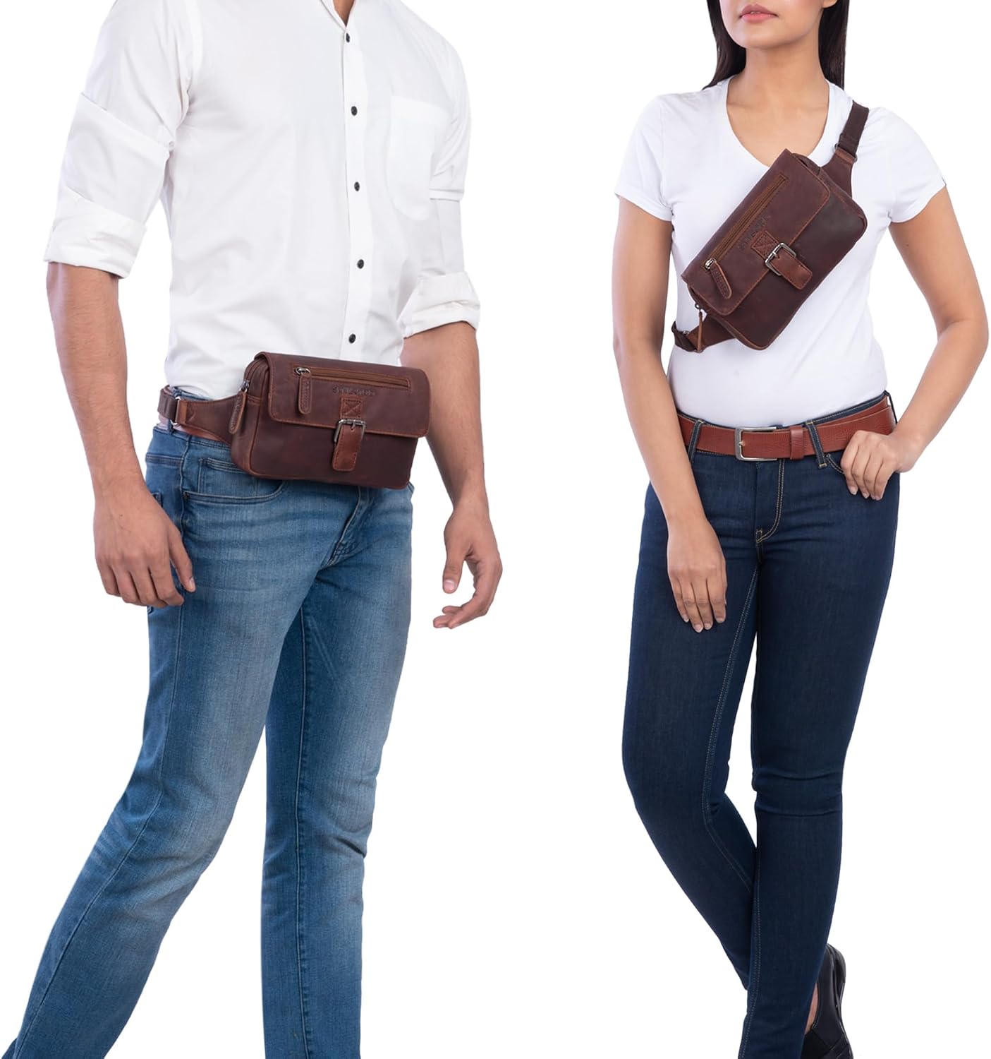 Marsupio In Vera Pelle STILORD 'Portland' - Vintage, Regolabile, Capiente, Per Uomo E Donna