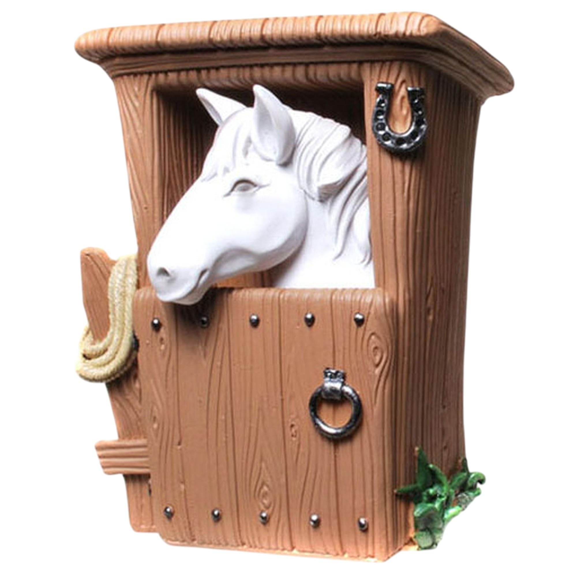 Kremers Schatzkiste Money Box Horse in Stable White 14 cm Piggy Bank Decoration – Artificial Stone Money Box Equestrian Gift for Horse Lovers