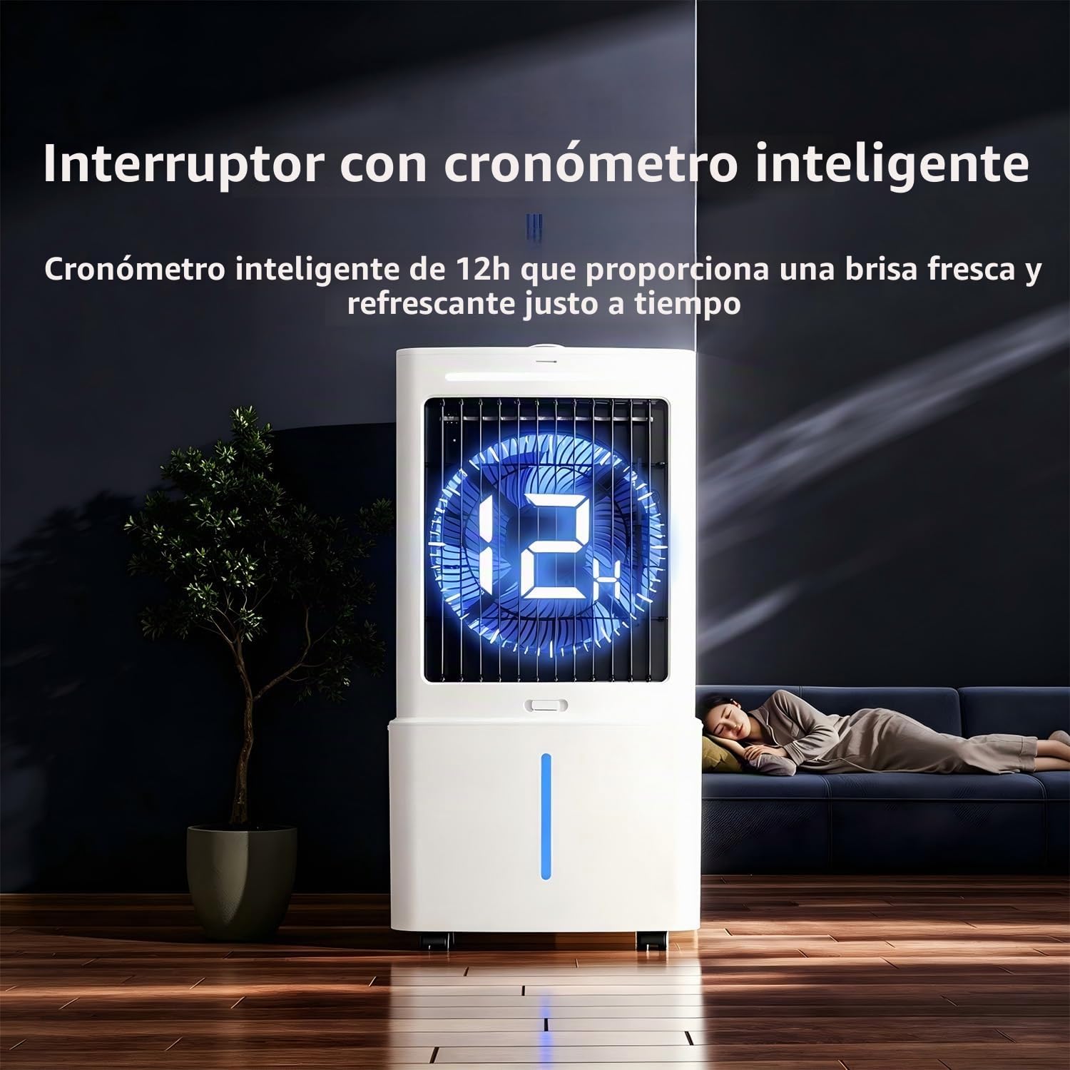 Aire Acondicionado Portátil 25L Enfriador De Aire Silencioso | Temporizador 12H,3 Velocidades,Depósito Extraíble,Control Remoto,Aire Acondicionado Portátil Sin Tubo Exterior