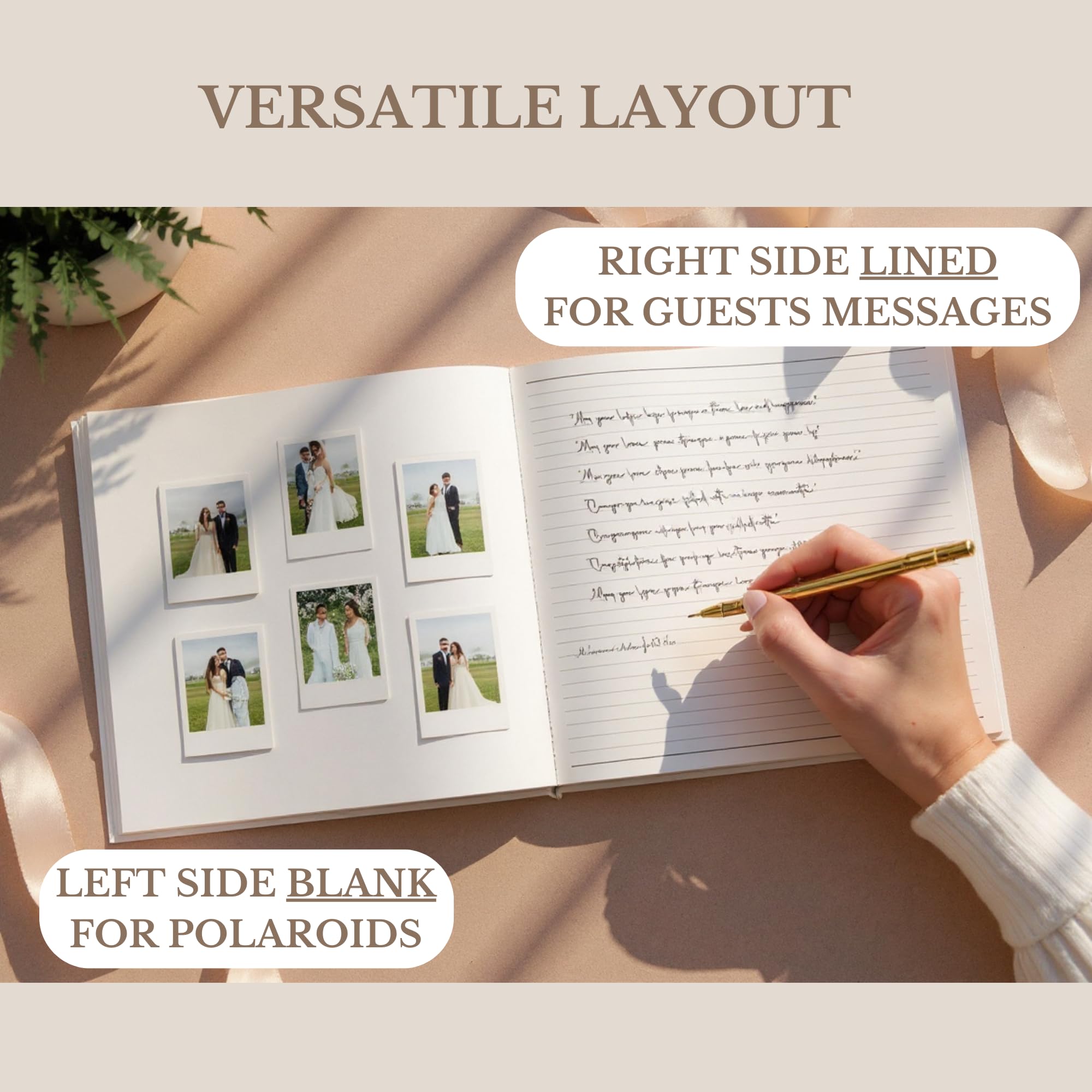 Gästebuch Hochzeit für Gäste zum Unterschreiben Elegante Hochzeit Gästebuch Ideen Einschreibebuch für Braut und Babyparty, Polaroid Gästebuch, 100 dick linierte und leere Seiten für Party,