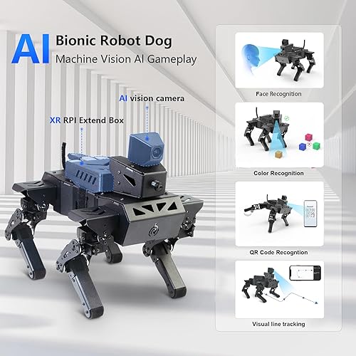 Miniatura 2 de XiaoR Geek Kit robot para perro Raspberry Pi 4GB interacción de reconocimiento visual AI robot inteligente Python programable 12 DOF Bionic Gait