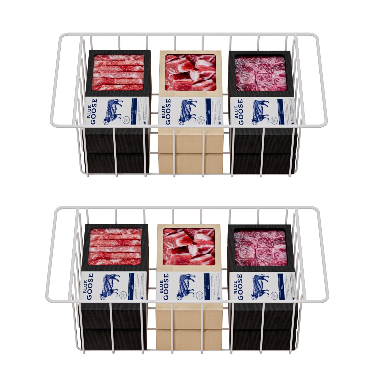 Chest Freezer Organizer Bins 16.5 Inch, Deep Freezer Basket Storage Rack Bins Metal Wire Baskets, White, 2 Packs