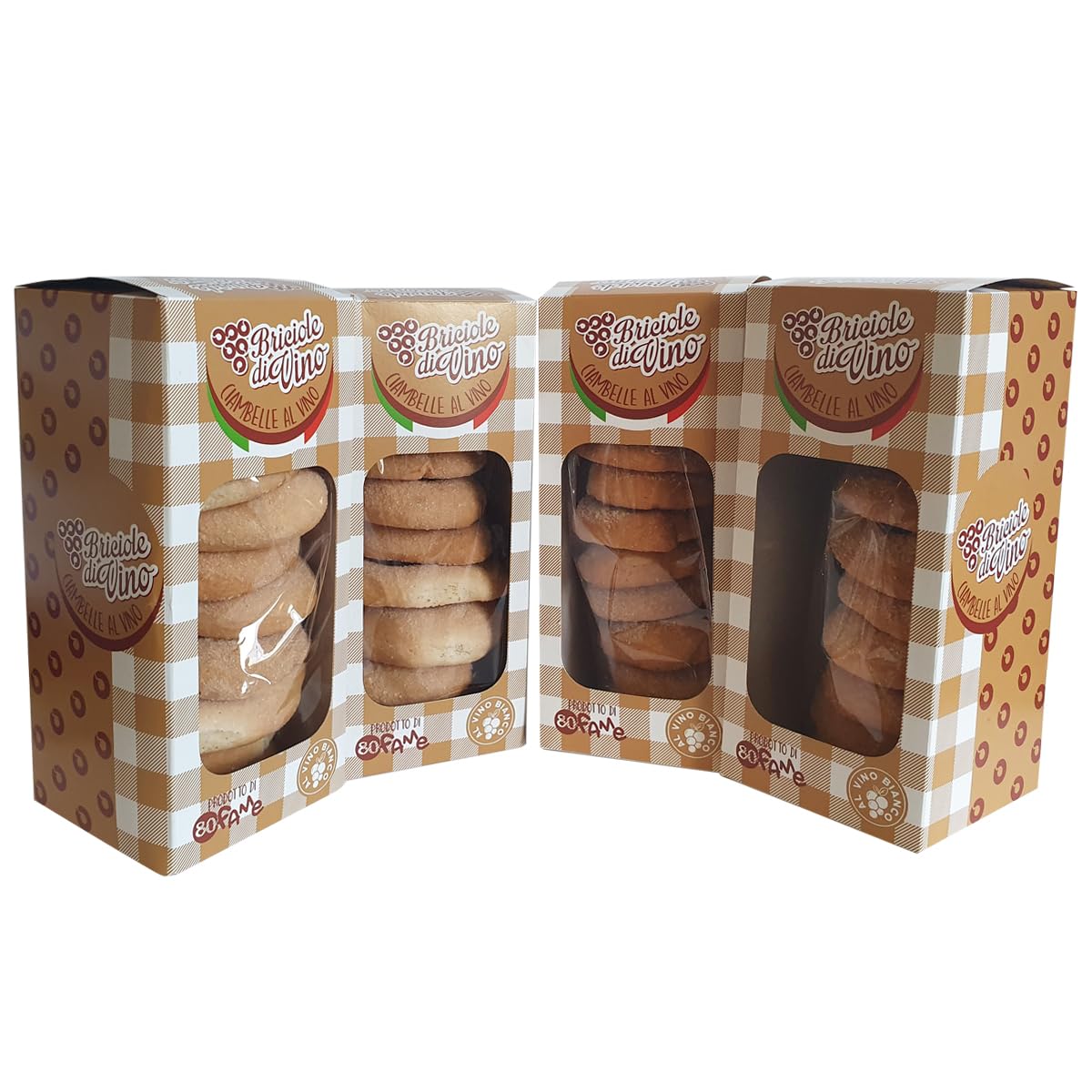 Ciambelle al vino bianco Artigianali, pack da 4 da 250 gr, biscotti Senza olio di Palma, Senza conservanti, Ricetta tipica dei Castelli Romani, 80 Fame Ariccia