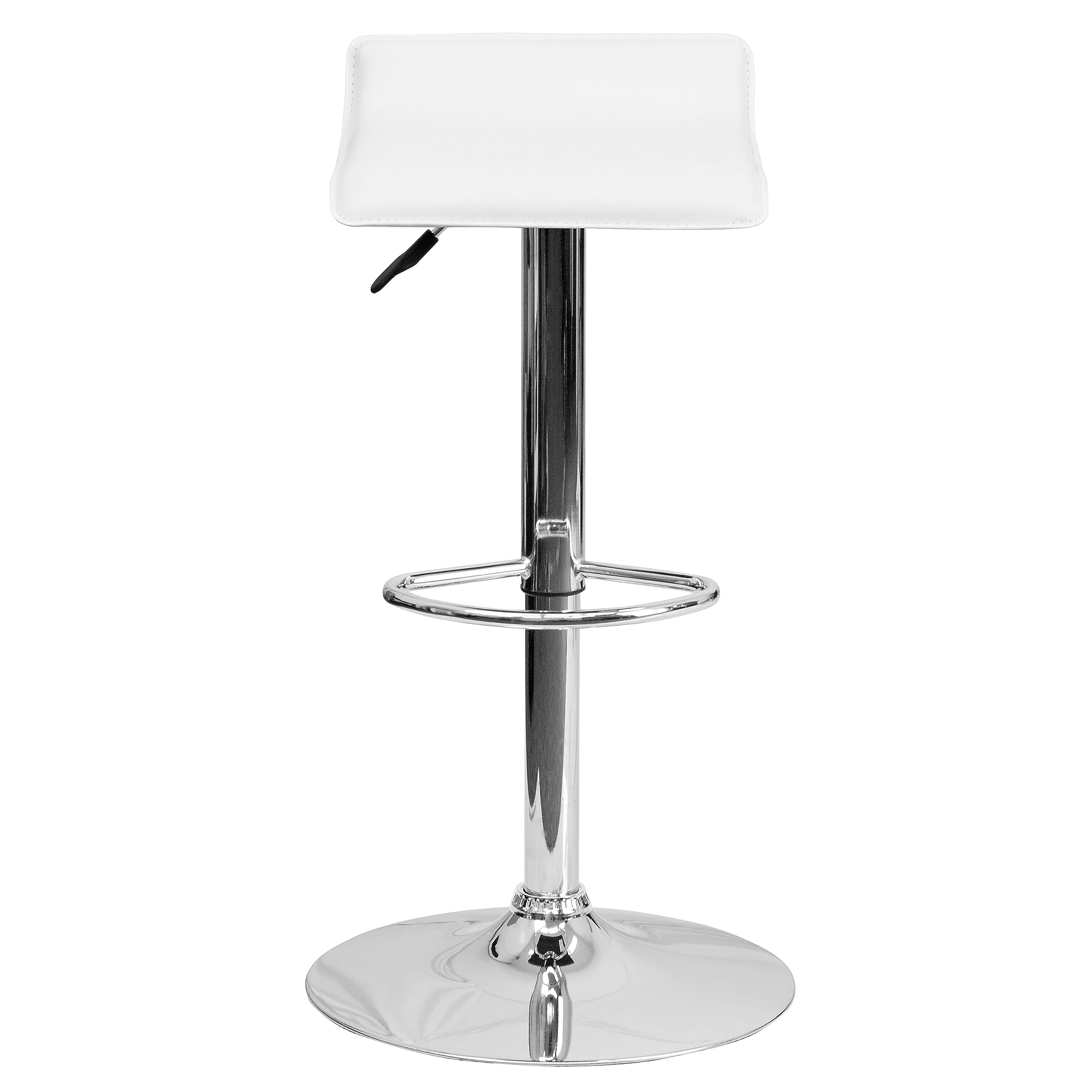 Flash Furniture Athens - Sgabello da Bar Moderno in Vinile Bianco, Altezza Regolabile, con Solida Seduta ondulata e Base cromata, Confezione da 2