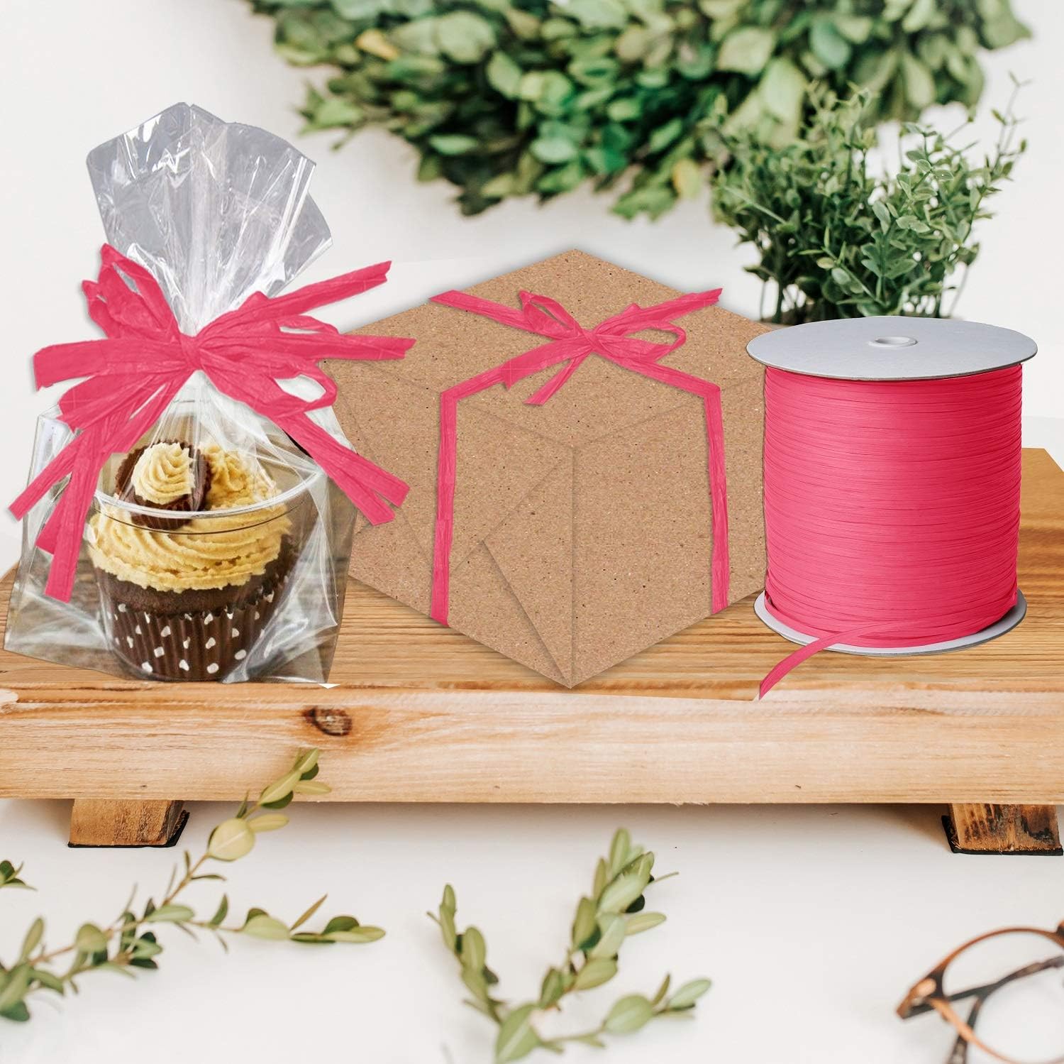 Jillson Roberts Bulk Eco Paper Raffia Ribbon, Magenta, 1000 Yard Spool (BPR10)