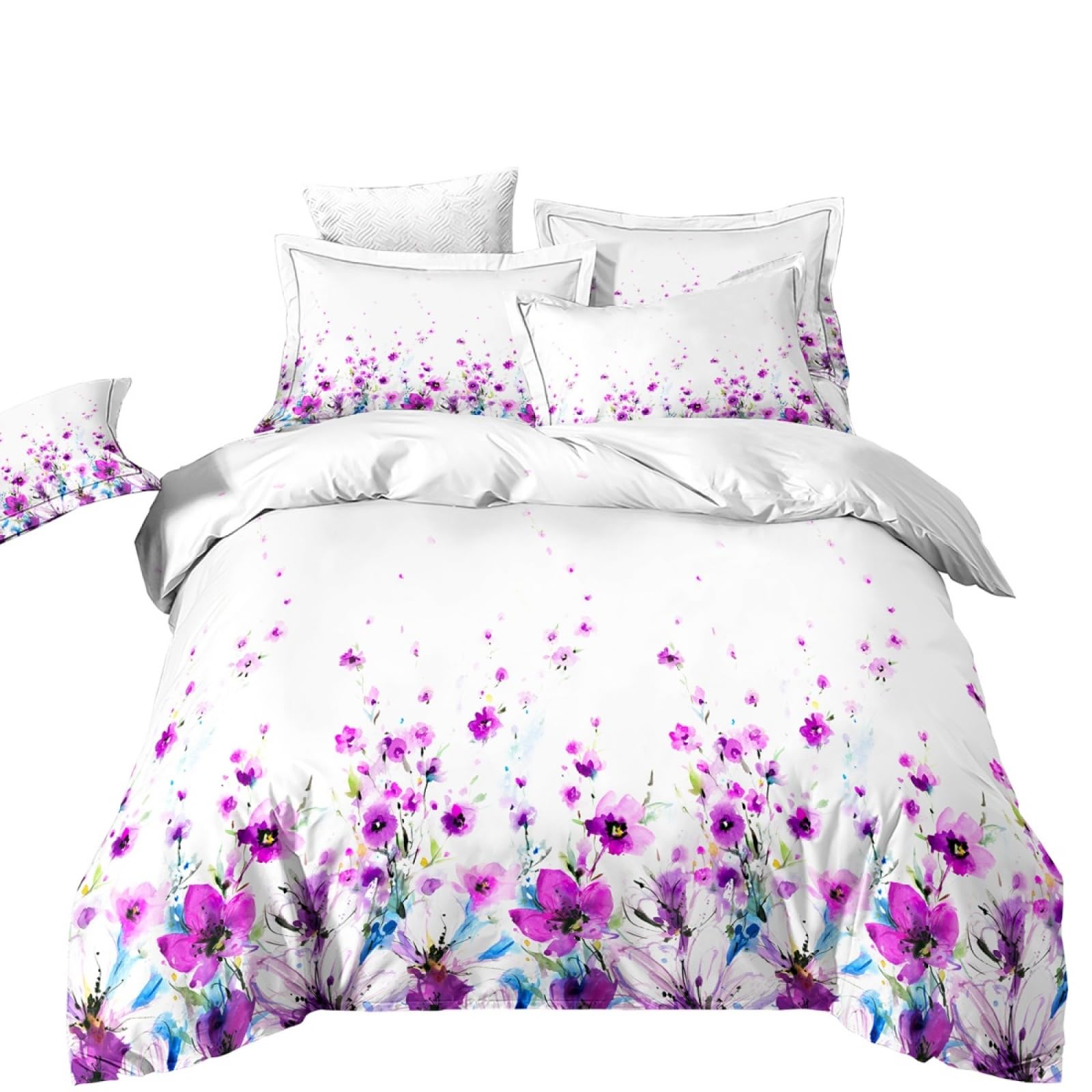 Double Duvet Set Purple Flower Graffiti Bedding Double Bed Set