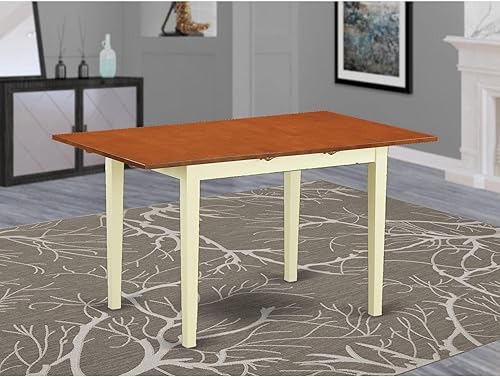 Miniatura 2 de East West furniture - Mesa Rectangular de 12 pulgadas, modelo Butterfly Leaf, Madera Noble, Buttermilk