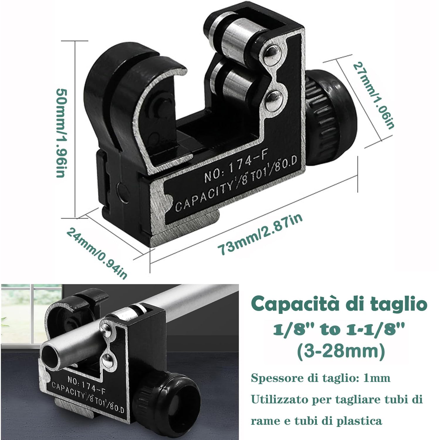 Set Tagliatubi GOCHANGE 4-in-1 - Per Tubi 1/8''-2'' OD In Acciaio, Rame, PVC - Con Utensile Sbavatura - Foto 5