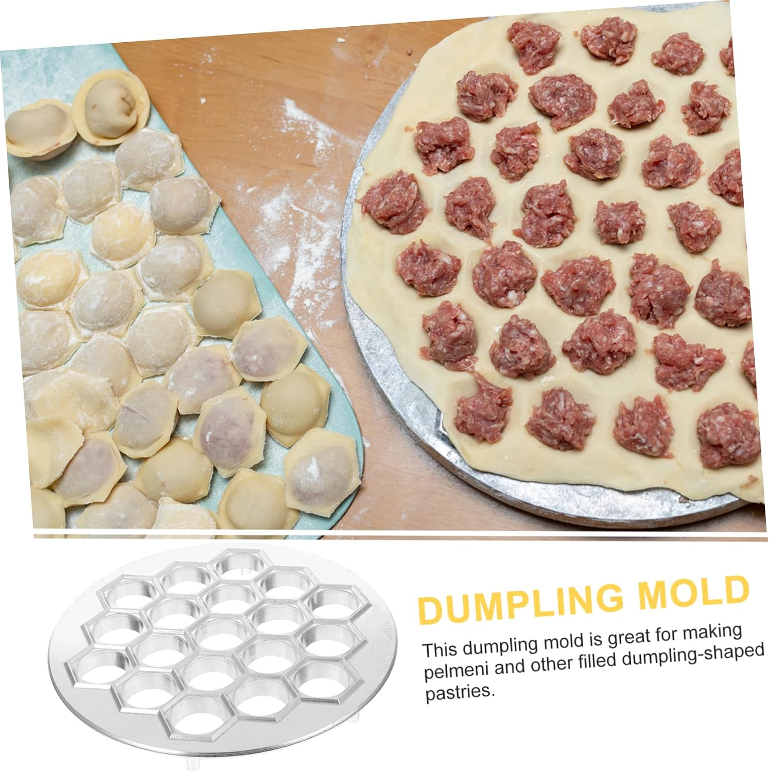 SECFOU 19holes Metal Dumpling Maker Mold Easy Clean Russian Ravioli Press for Homemade Dumplings Compact Design for Convenient Storage Cooking Enthusiasts