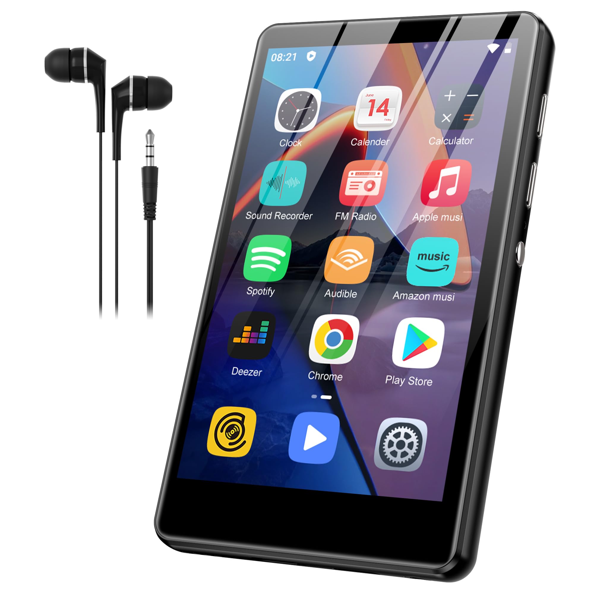 SWOFY Reproductor de MP3 y MP4 de Android, pantalla táctil de 4,0 pulgadas con Bluetooth y WiFi, compatible con Spotify, Pandora, Amazon Music, Libby, Audible y navegador, memoria ampliable hasta 1 TB