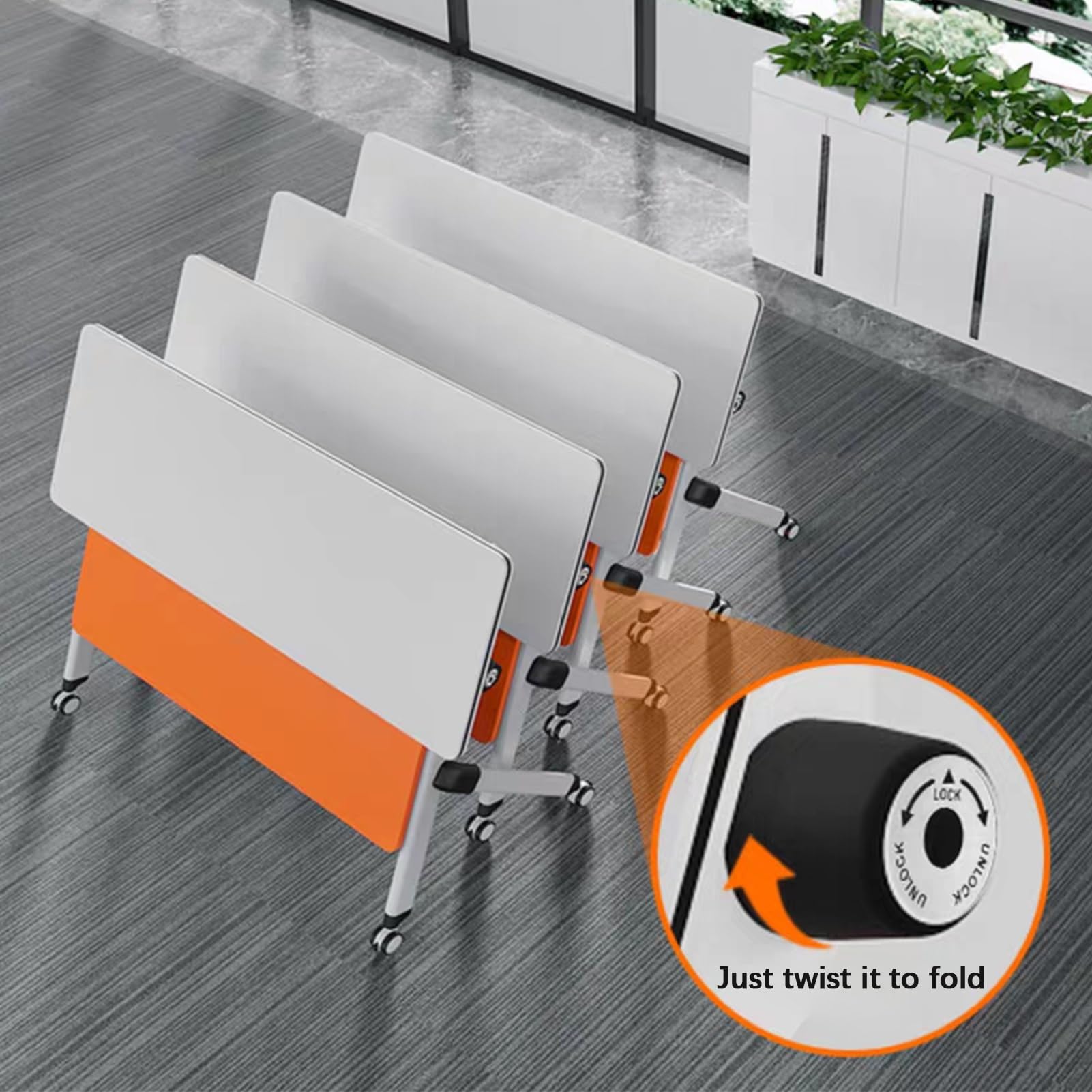 Tragbarer, Faltbarer Konferenztisch mit Feststellbaren Rollen – Multifunktionaler Rechteckiger Schreibtisch für Büro, Besprechungen und Veranstaltungen – Grün, 140 X 50 X 75 cm, Platzsparend