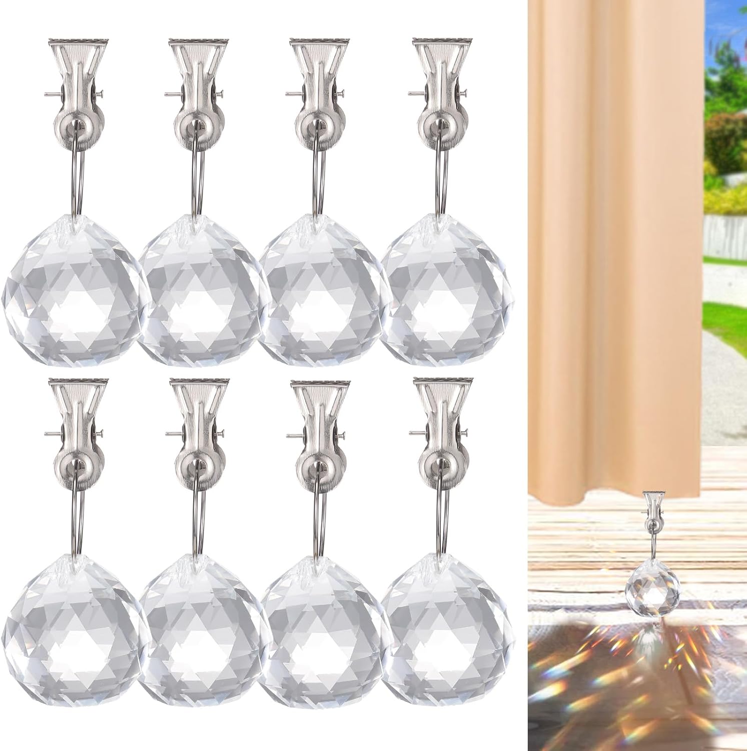 8 Pcs Outdoor Curtain Weights, 3.2oz Heavy Decorative Suncatcher Drapery Weights