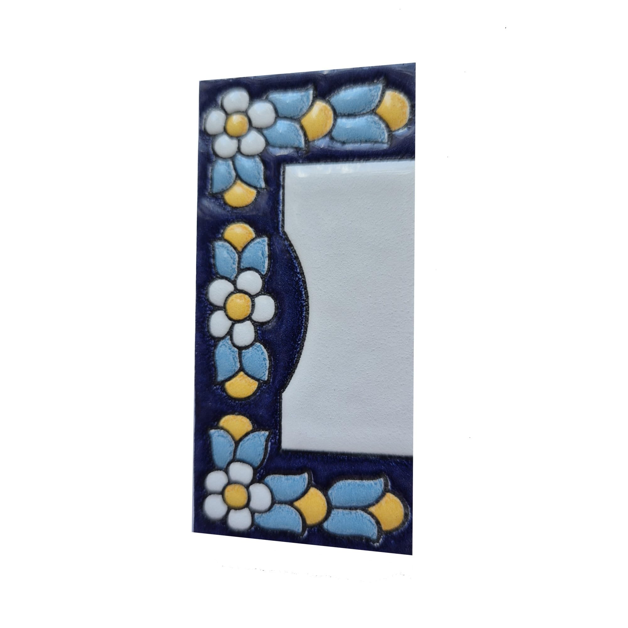 Ceramic House Tile Numbers & Letters, Blue Floral Design, Tile Size: 7.5cm x 3.5cm (End Piece)