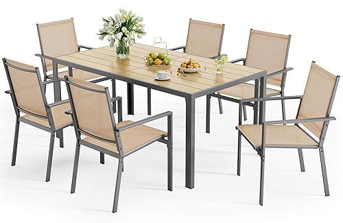Ahomly Patio Table and Chairs Set for 6, Outdoor Dining