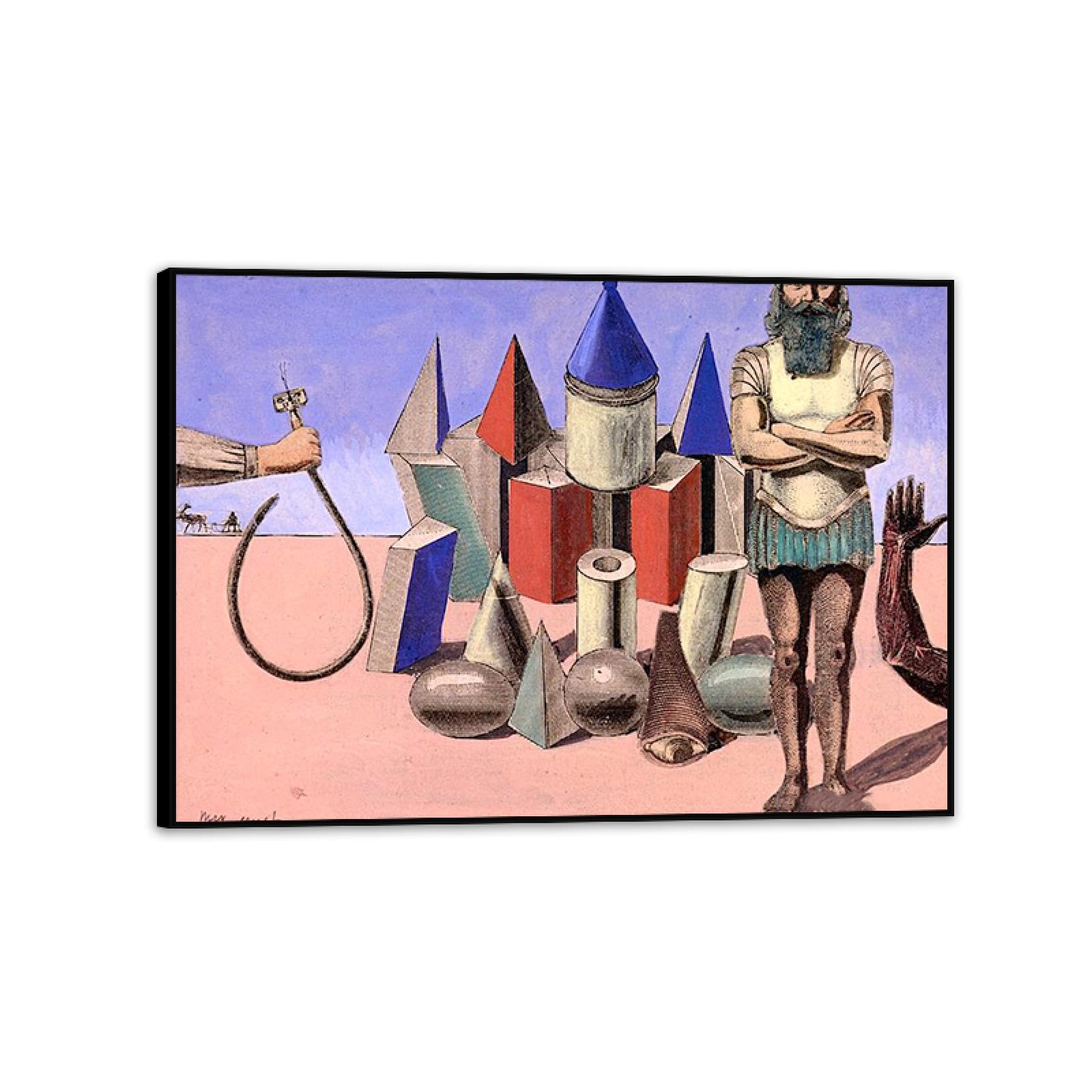 MYCGGDGH Max Ernst Canvas Wall Art Reproductions of Famous Paintings Les Moutons Surrealist Art Prints Max Ernst Abstract Pictures Wall Decor for Living room bathroom 55x40cm(22x16in) Black Framed