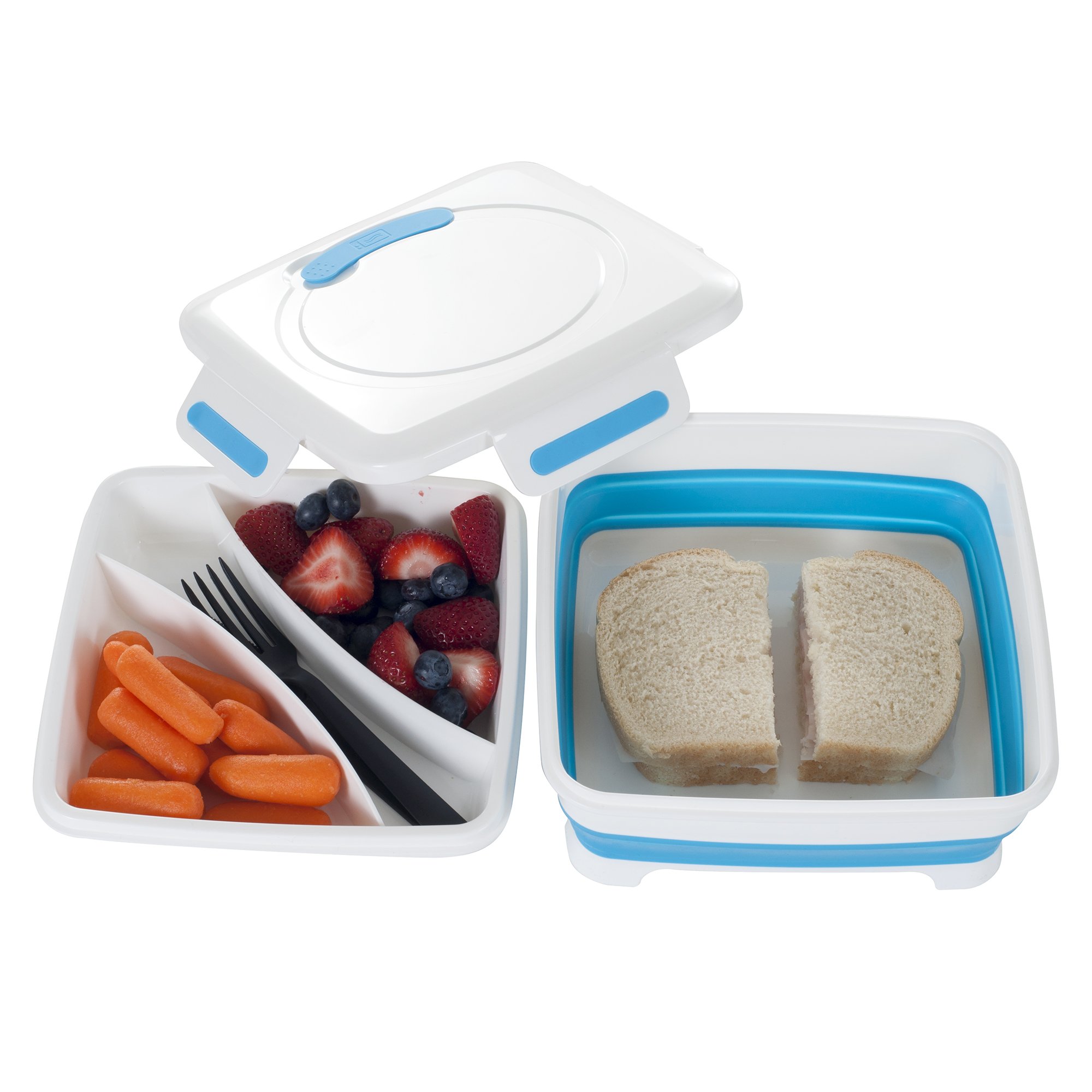 Classic Cuisine Square Expandable Lunch Box with Dividers, Clear