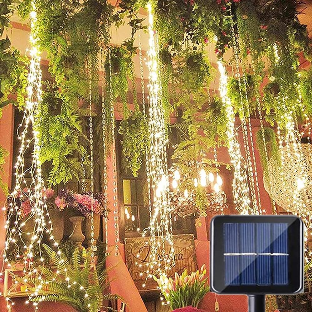 200LED Upgrade Solar Fairy Lights Outdoor Waterproof,10 Strand Solar Bunch Lights with 8