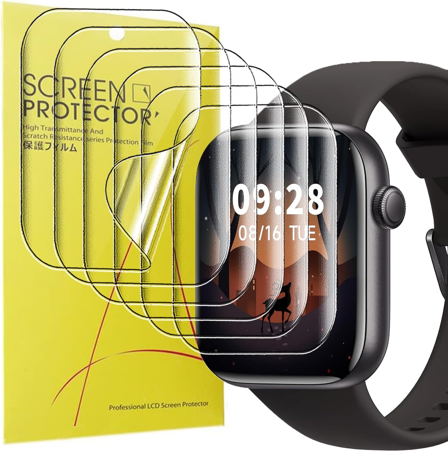 Blueshaweu Compatible for AcclaFit P5 SmartWatch 1.85" Screen Protector, [6 Pack] Full Coverage TPU Clear Film Compatible with AcclaFit Smart Watch P5 1.85 inches (6 Pack)
