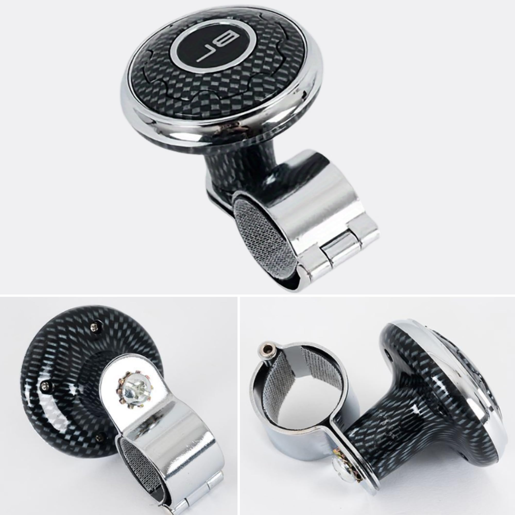 SUQ Perilla Giratoria para Volante Asistida por Gm para Automóviles Camiones Tractores Barcos Cortadoras de Césped (Negro)