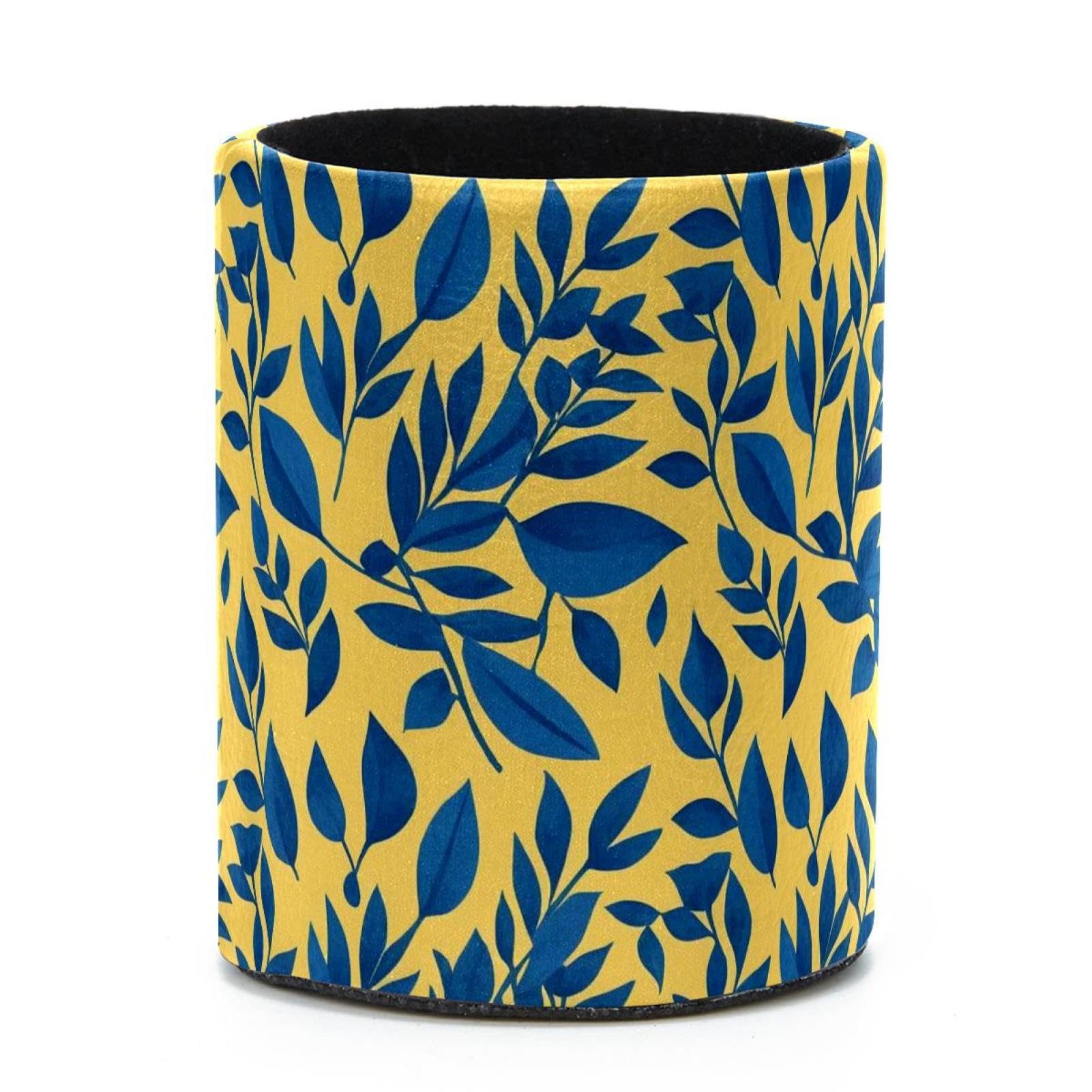 VAPOKF Round Pencil Holders for Desk, Artistic Leaves Pen Holders Pen Pot Makeup Brushes Storage Desktop Stationery Supplies Organiser for Home Office
